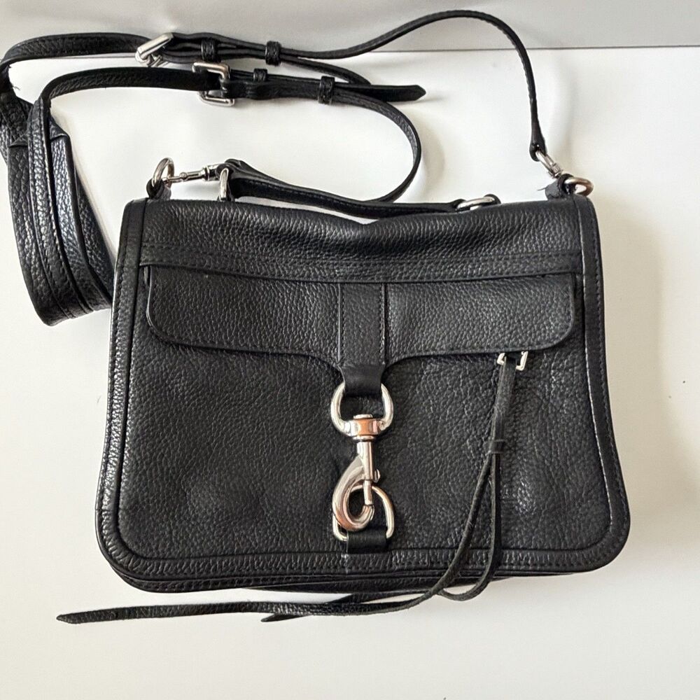 Rebecca Minkoff Bowery Black Pebbled Leather Top Handle Crossbody Bag